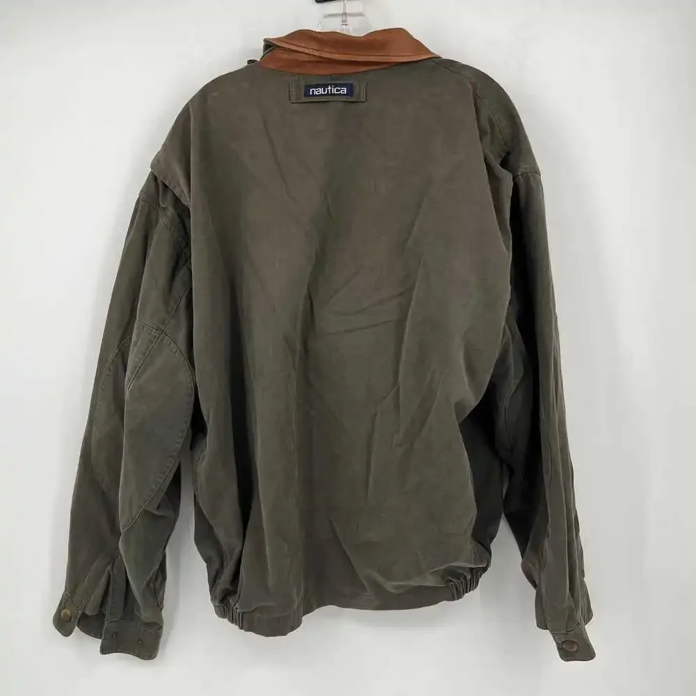 Nautica Gray/Brown Plaid Trench Coat | Men’s XL Cotton Jacket